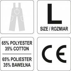 YATO Pantaloni de lucru cu bretele, gri, marimea L..